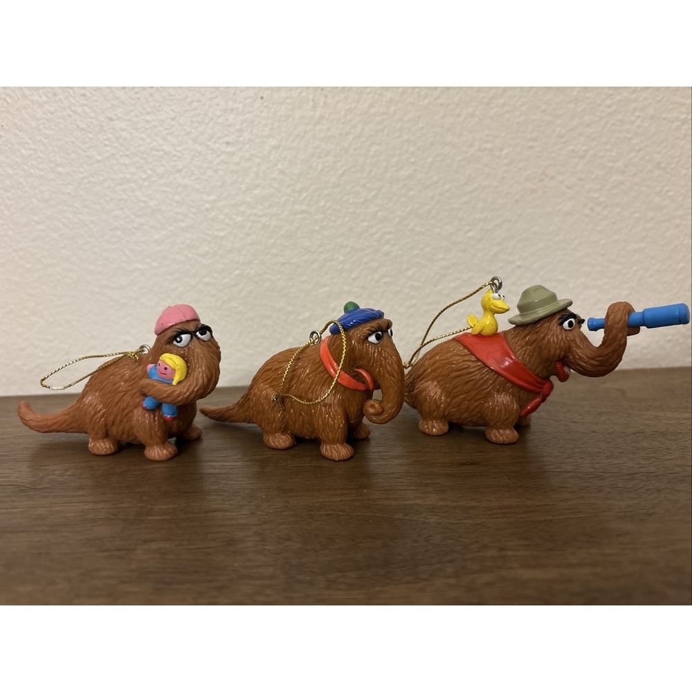 Sesame Street‎ Applause Vintage 80's Snuffleupagus 4" PVC Ornament - Set Of 3